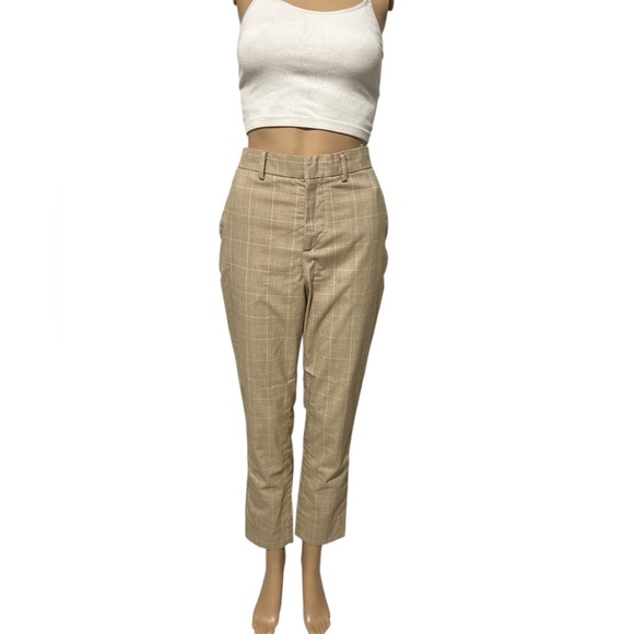 H&M Beige Checked Skinny Fit Trousers - Picture 1 of 4